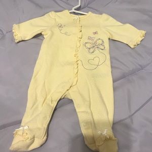 Baby girl footie butterfly yellows